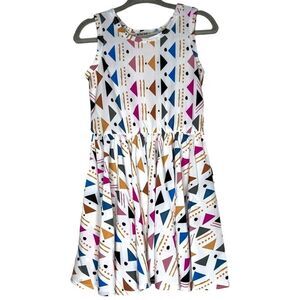 NEW Dot Dot Smile White Multicolor Geometric Tank Dress 2T